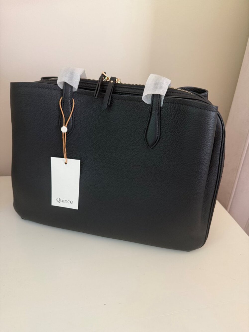 Italian Leather Triple Compartment Work Tote Black NWT - Picture 5 of 6